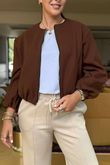 Made in Italy Beluga Soft Crop Bomber Jacket Chocolate /20 =
